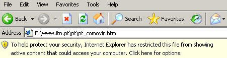 Barra de avisos do Internet Explorer.